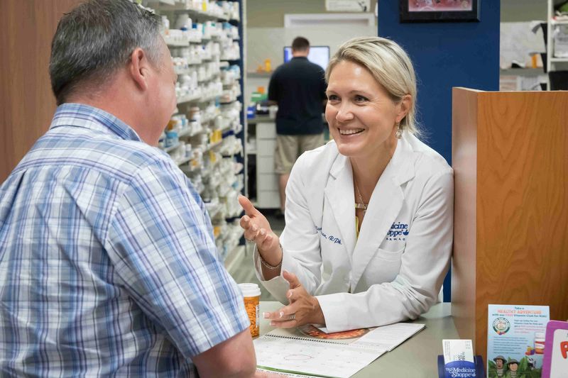 Pharmacist consulting with a patient at The Medicine Shoppe Pharmacy in Hesperia